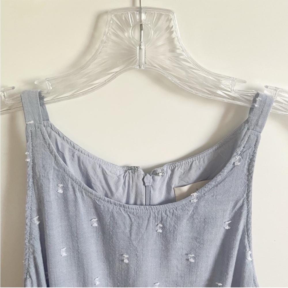 LOFT Clip Chambray sundress blue tiered swing sleeveless summer - Picture 5 of 9